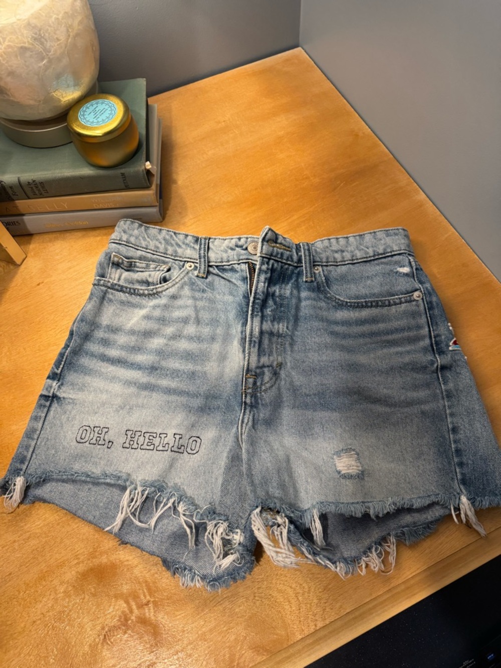 Lucky Brand Light Blue Denim Jean Shorts with Patches - Picture 2 of 3